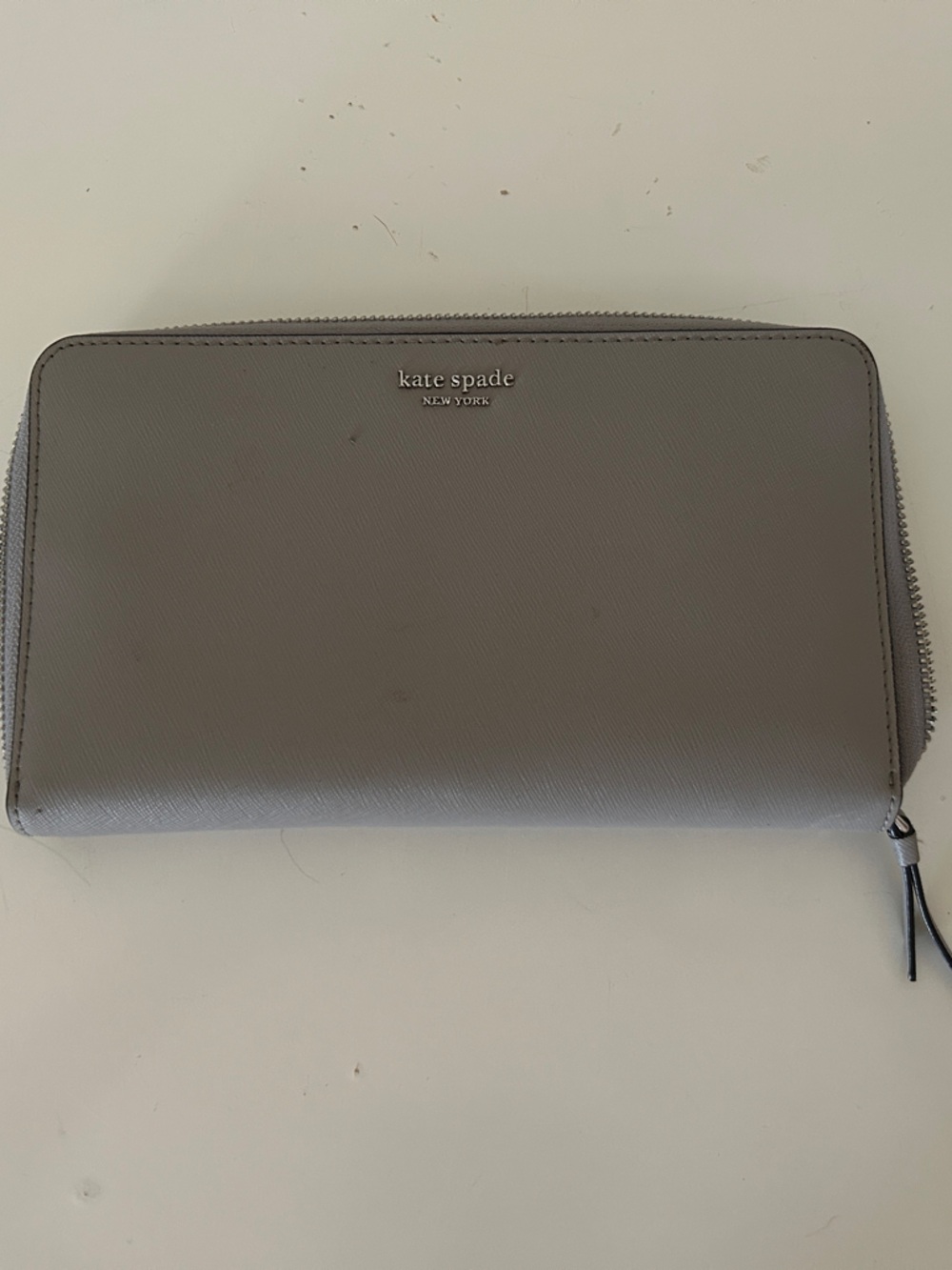 kate spade gray zip-around continental wallet